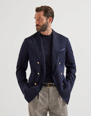 Délavé Silk And Linen Twill One-and-a-half Breasted Deconstructed Blazer With Metal Buttons