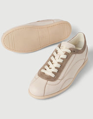 Calfskin And Suede Sneakers With Slim Outsole