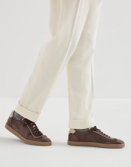 Suede And Polished Calfskin Sneakers