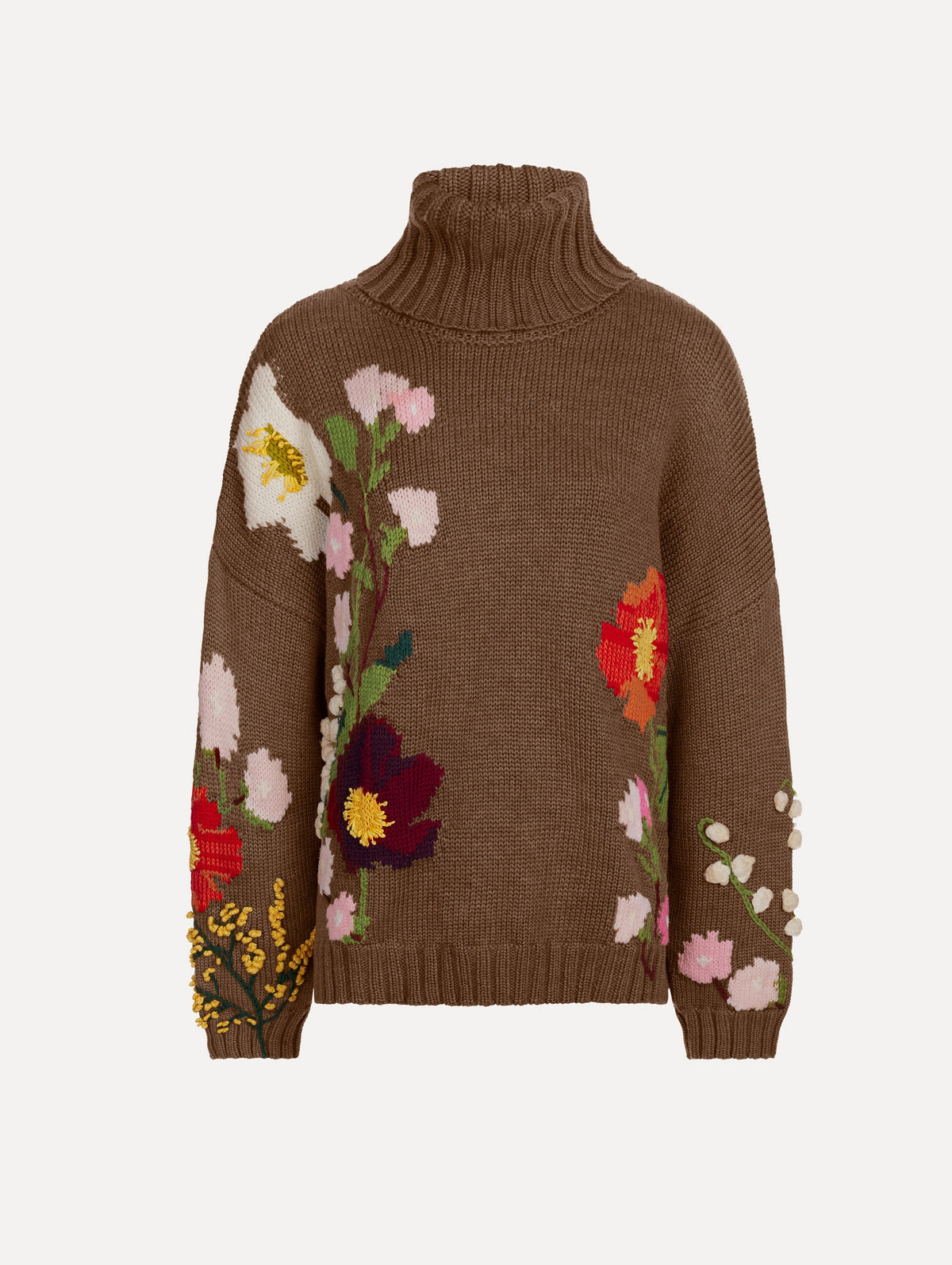 Mixed Botanical Embroidered Oversized Pullover