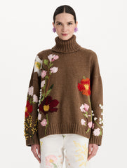 Mixed Botanical Embroidered Oversized Pullover