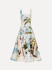 Dominican Landscape Cotton Poplin Sleeveless Dress