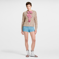 Knitted Flower-Front Jumper