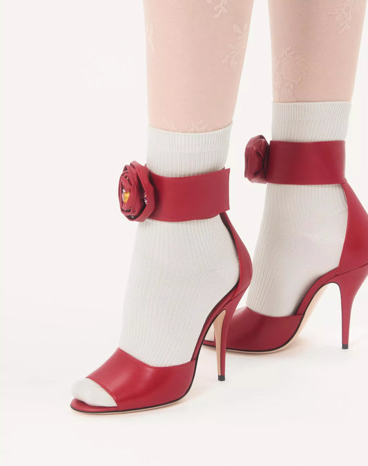 Drip Rose Kidskin Sandal With Crystals 105Mm