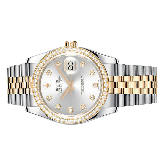 Rolex Datejust 36mm 116243 Diamond Bezel, Silver Diamond Dial, Worn 2013