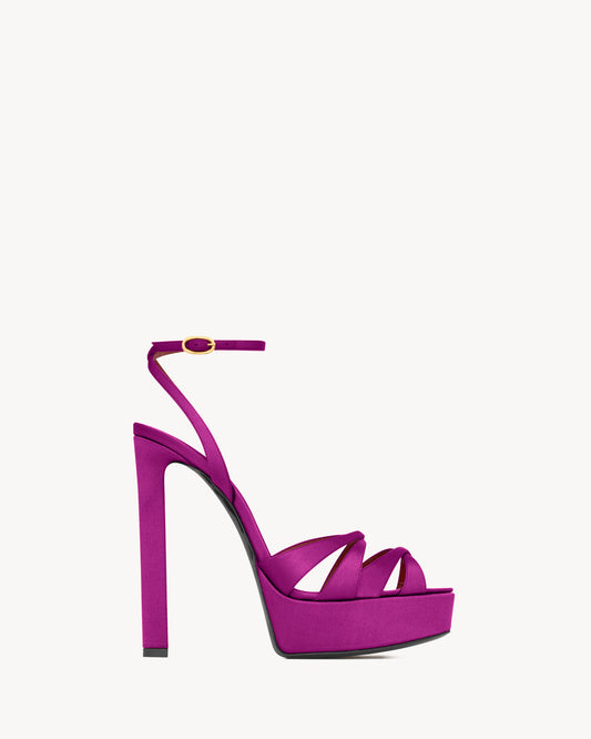 Chandelle Platform Sandals In Satin Crepe