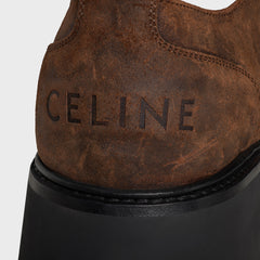 Celine Triomphe Derbies In Waxed Suede Calfskin