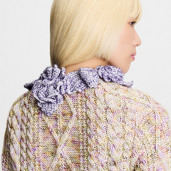 Knitted Flower Collar Cardigan