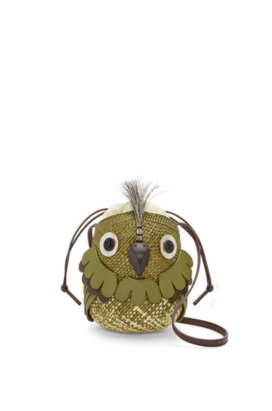 Bird Bag In Iraca Palm And Calfskin