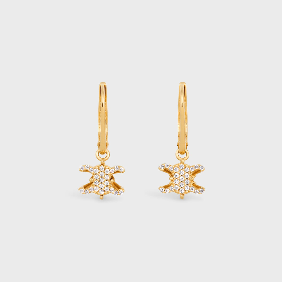 Triomphe Solitaire Sparkle Earrings In Strass And Brass With Gold Finish