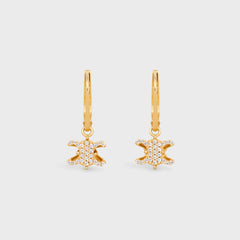 Triomphe Solitaire Sparkle Earrings In Strass And Brass With Gold Finish