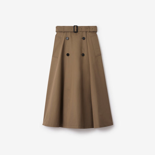 Gabardine Trench Midi Skirt