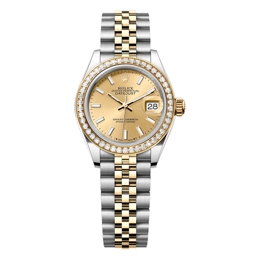 Lady-Datejust Oyster, 28 mm, Oystersteel, Yellow Gold And Diamonds