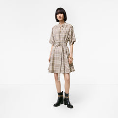 Check Linen Blend Dress