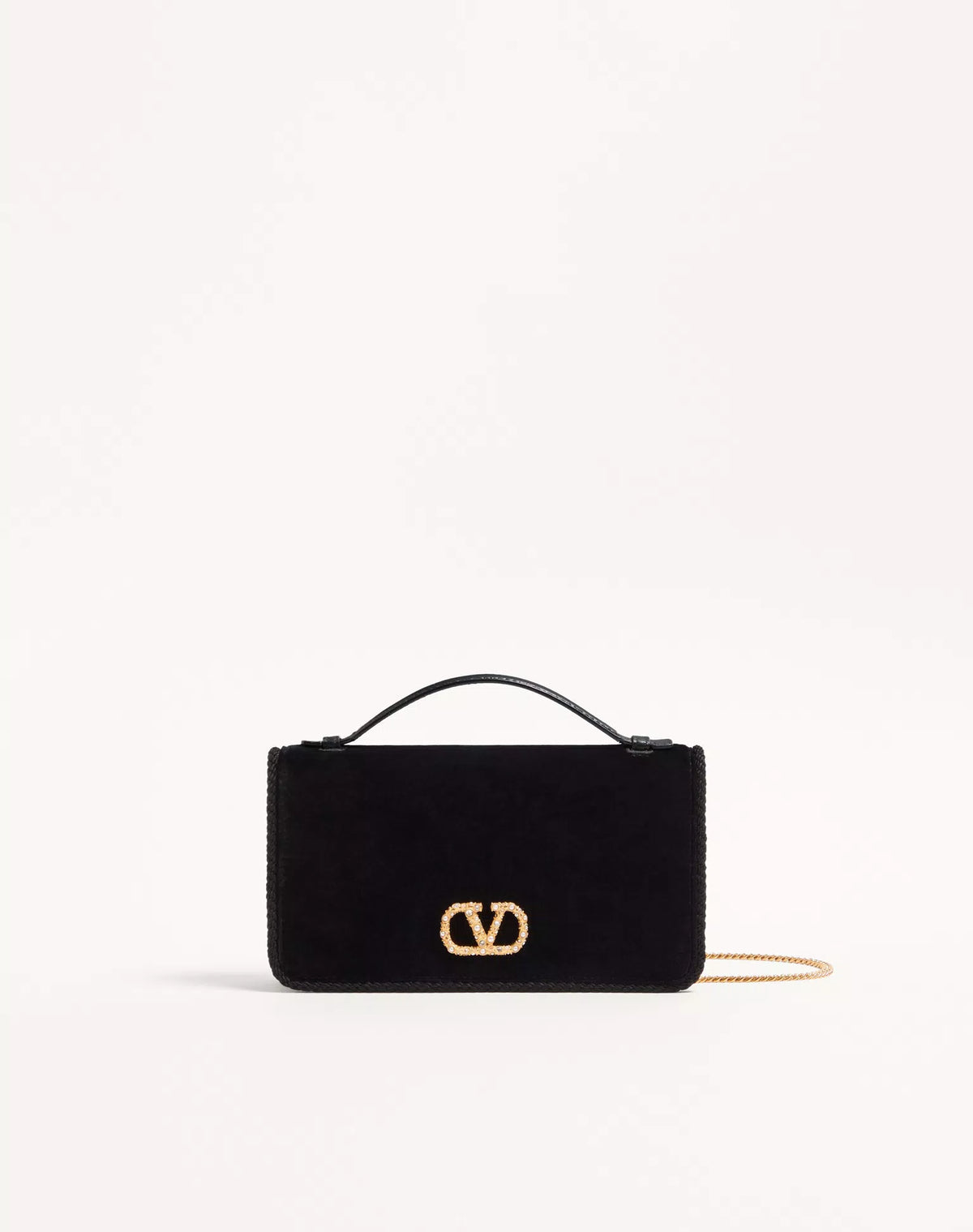 Vlogo Signature Velvet Chain Wallet With Jewel Logo