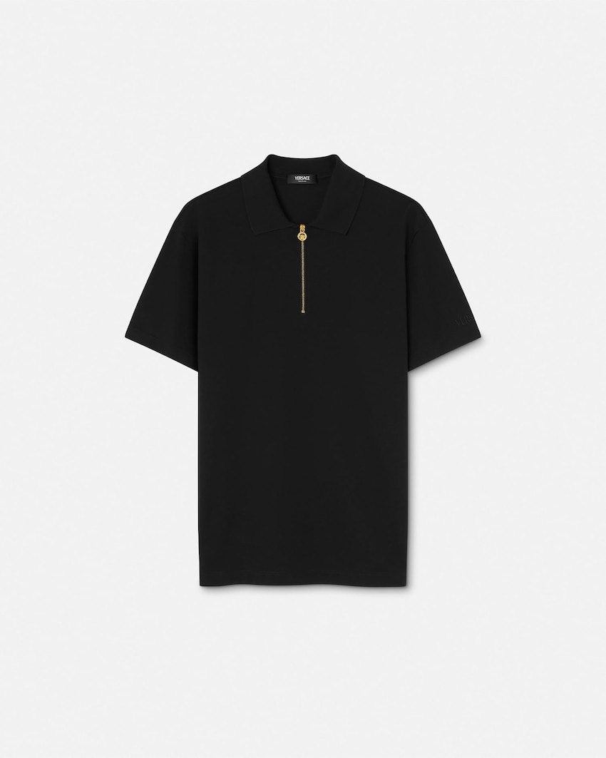 Embroidered Cotton-Piqué Half-Zip Polo