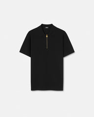 Embroidered Cotton-Piqué Half-Zip Polo