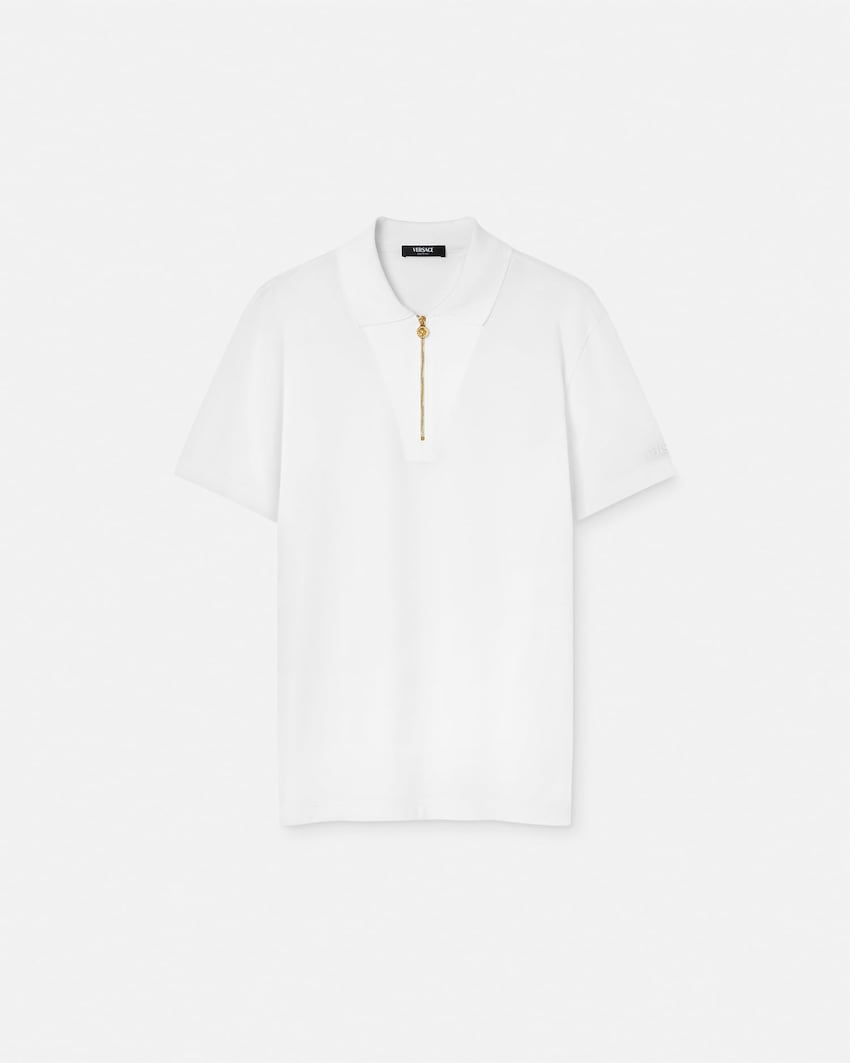 Embroidered Cotton-Piqué Half-Zip Polo