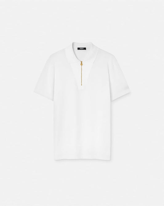 Embroidered Cotton-Piqué Half-Zip Polo