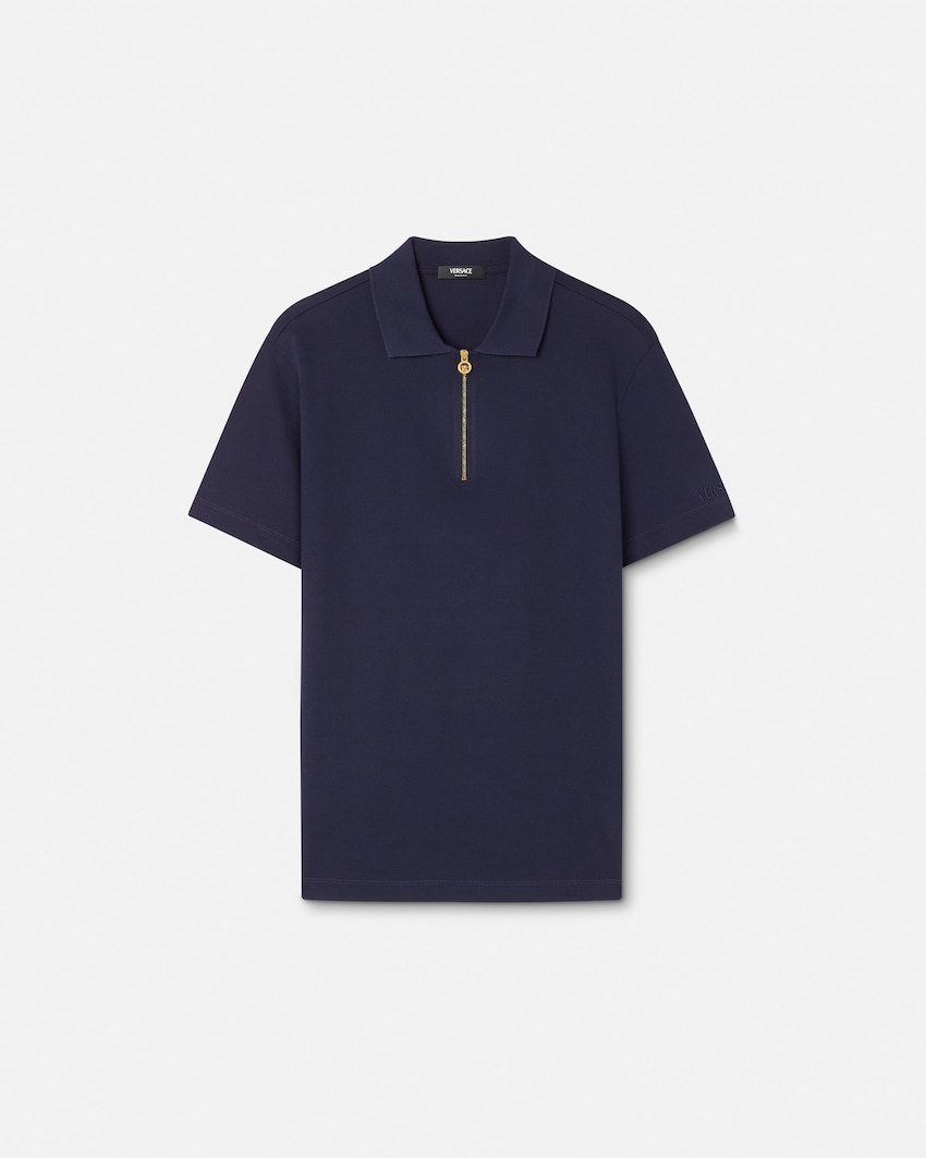 Embroidered Cotton-Piqué Half-Zip Polo