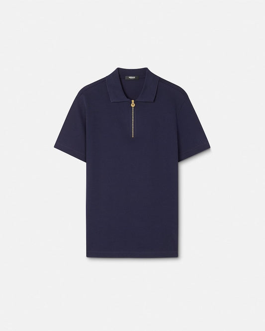 Embroidered Cotton-Piqué Half-Zip Polo