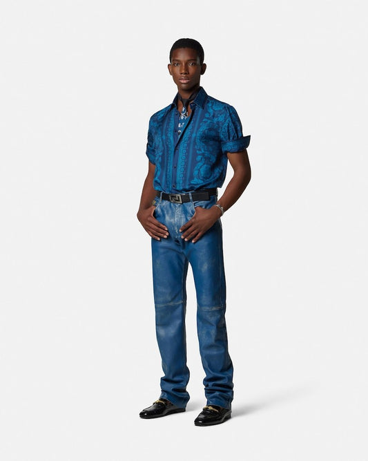 Distressed Leather Trousers