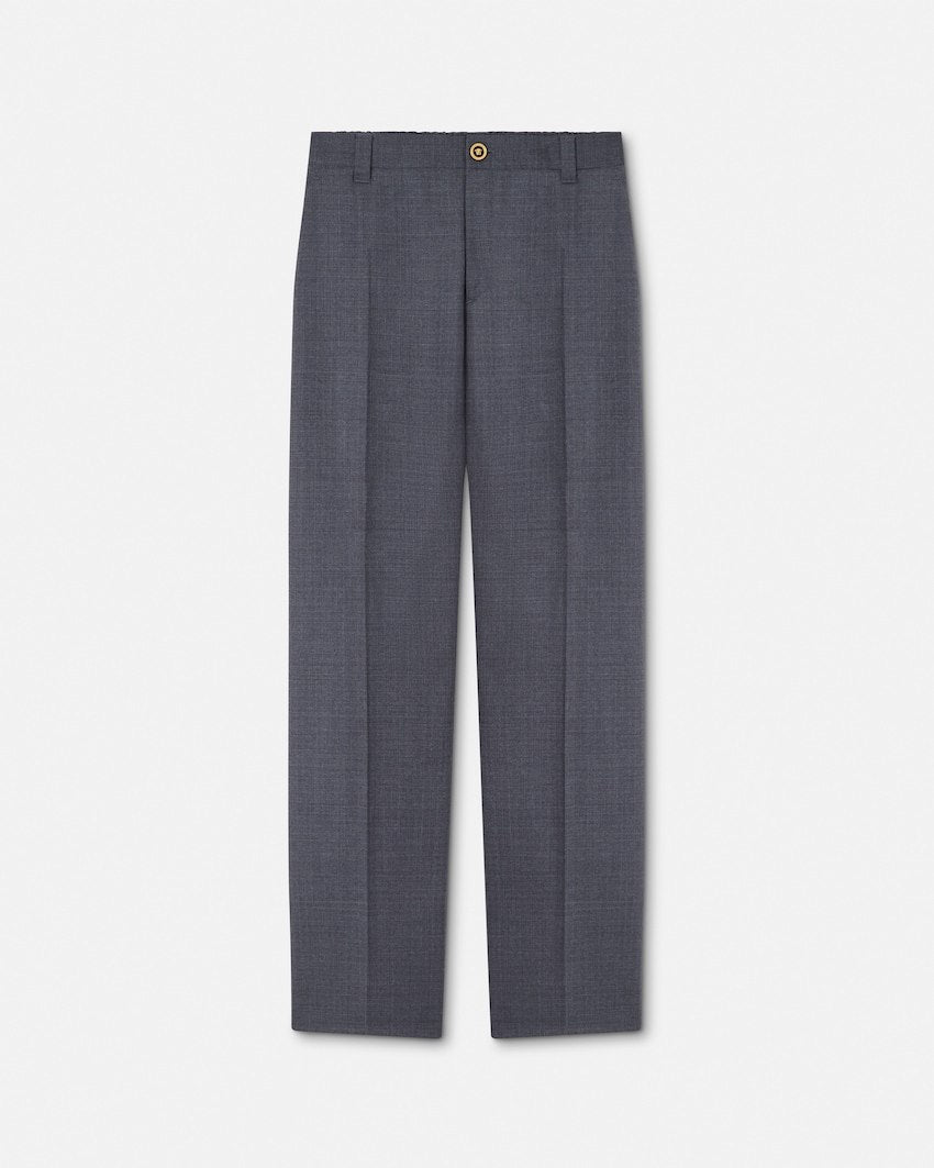 Micro-Checked Wool Jogger Trousers
