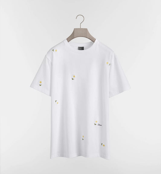 T-Shirt with Daisy Embroidery, Relaxed Fit