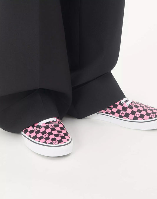 Ce Valentino Garavani And Vans Low-Top Trainer In Fabric With Vlogo Checkerboard Print