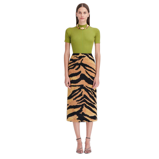 Chenille Tiger Jacquard Pencil Skirt