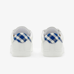 Leather and Check Cotton Sneakers