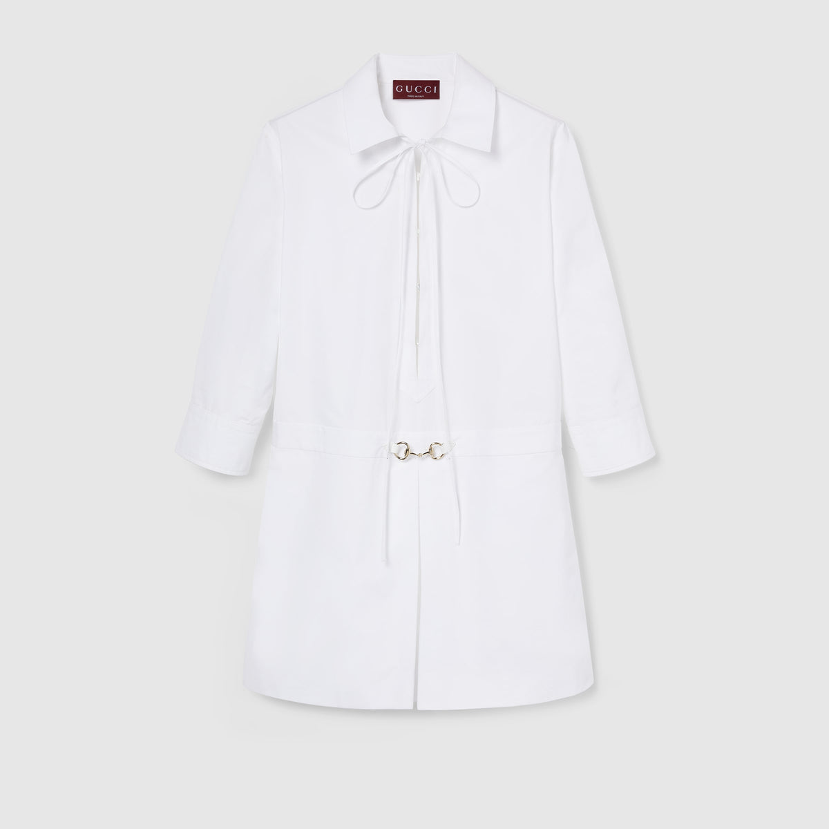 Cotton Poplin Shirt Dress With Horsebit