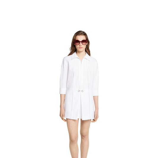 Cotton Poplin Shirt Dress With Horsebit