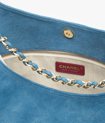 Tote   Suede Calfskin & Gold Metal  Blue