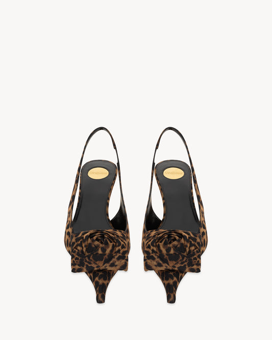 Dakota Slingback Pumps In Leopard Silk Muslin