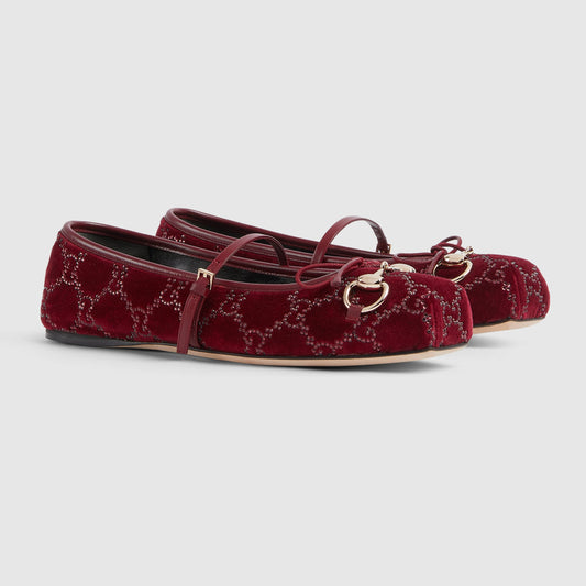 Women's Gg Crystal Gucci Horsebit Ballet Flat