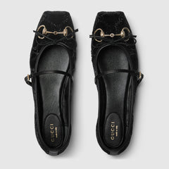 Women's Gg Crystal Gucci Horsebit Ballet Flat