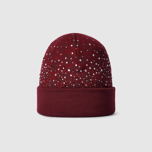 GG Wool Beanie Hat With Crystals