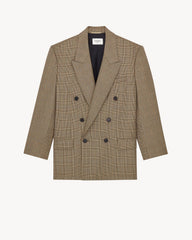 Double-breasted Jacket In Prince Of Wales Puppytooth Wool