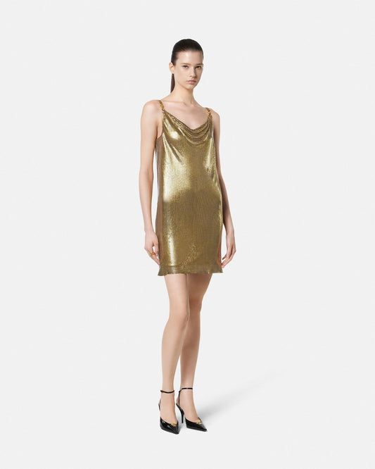 Metal Mesh Slip Mini Dress