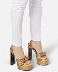 Crystal Gianni Ribbon Satin Sandals 140 mm