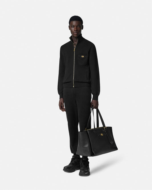 Cashmere-Cotton Knit Polo Cardigan