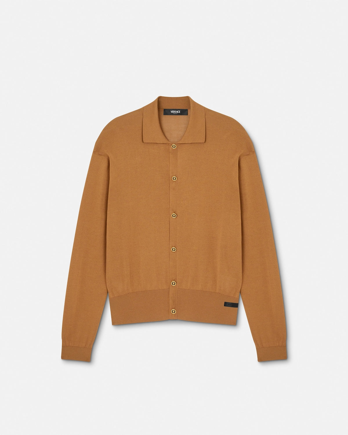 Silk-Cotton Knit Polo Cardigan