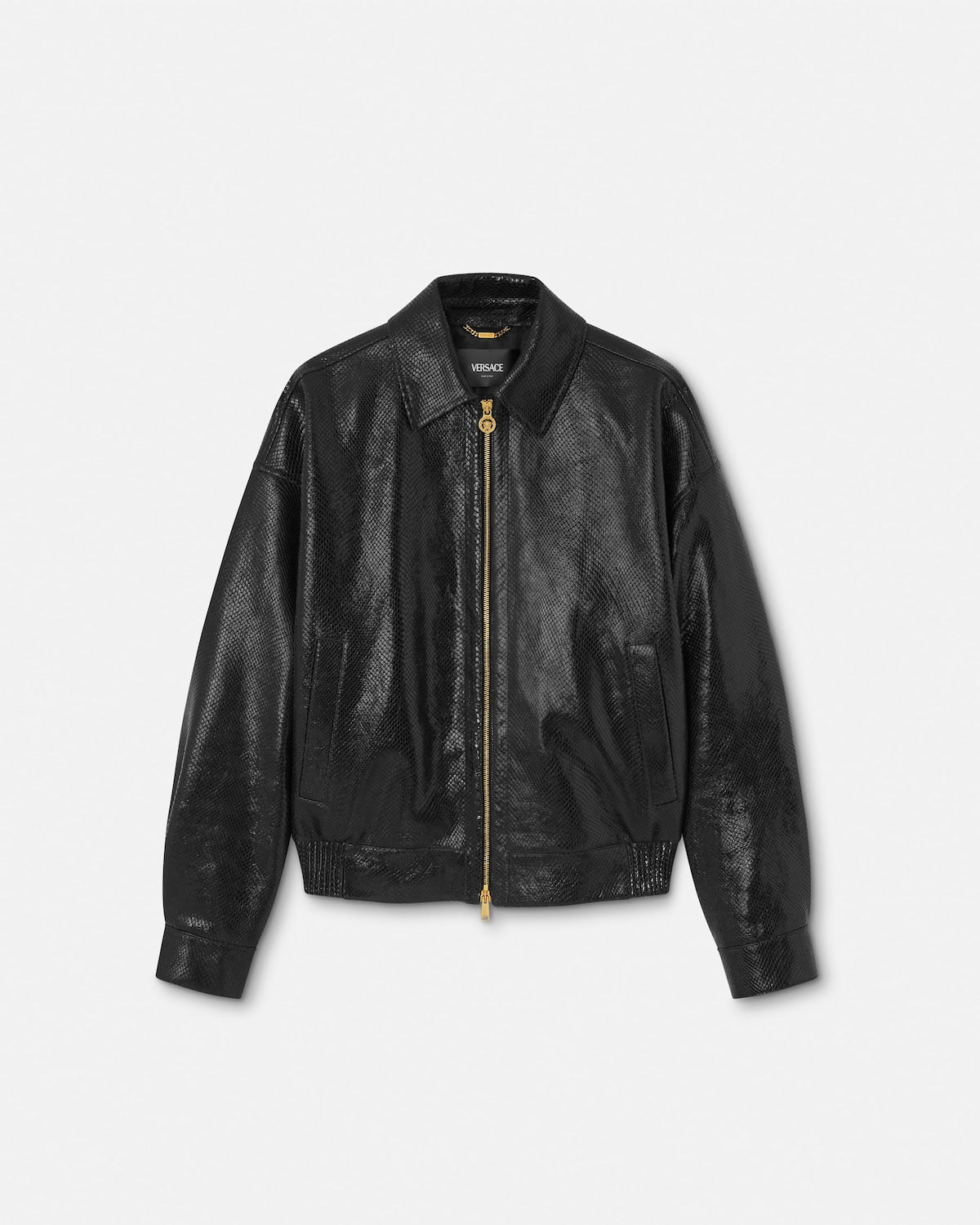Python-Effect Leather Blouson