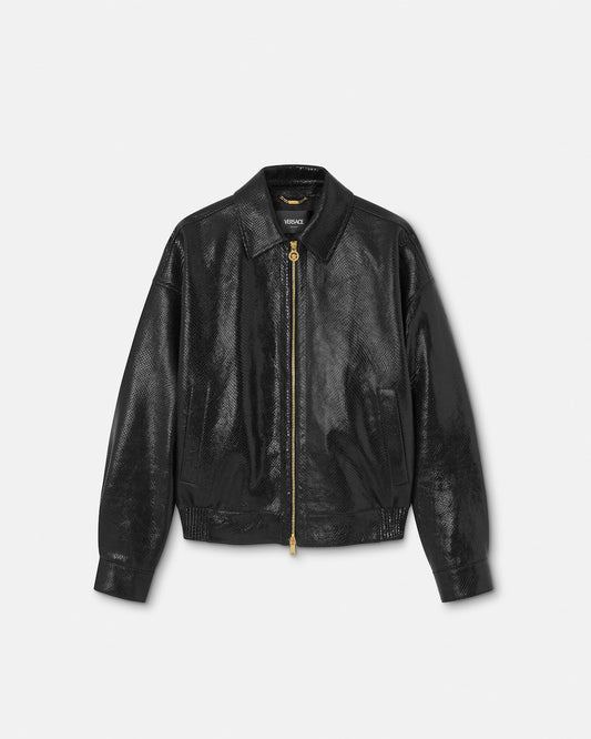 Python-Effect Leather Blouson
