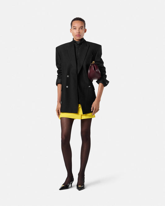 V Allover Jacquard Silk Lavallière Shirt