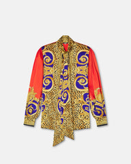 Cheetah Barocco Silk Lavallière Shirt