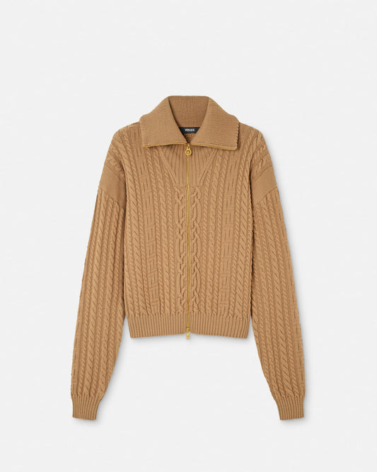 Embroidered Wool Knit Zip Jumper