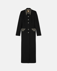 Studded Felted Wool Fitted Column Coat