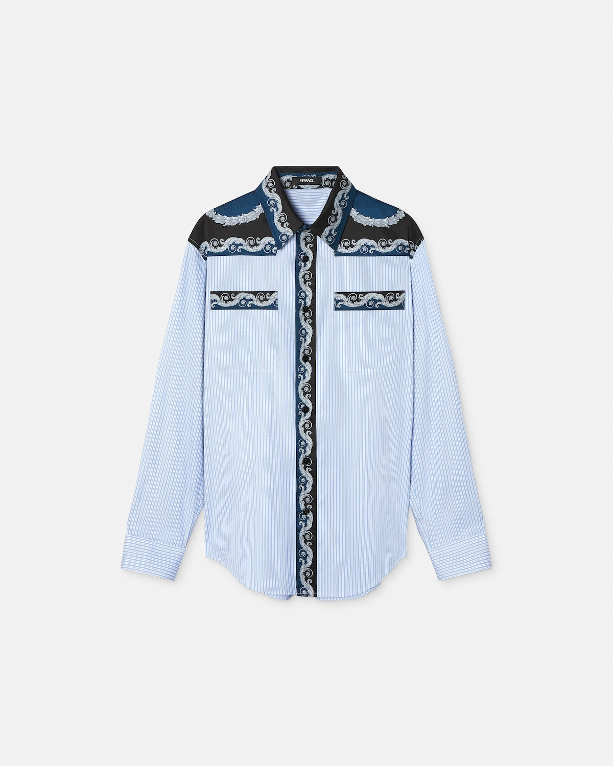 Printed Striped Cotton-Poplin Shirt